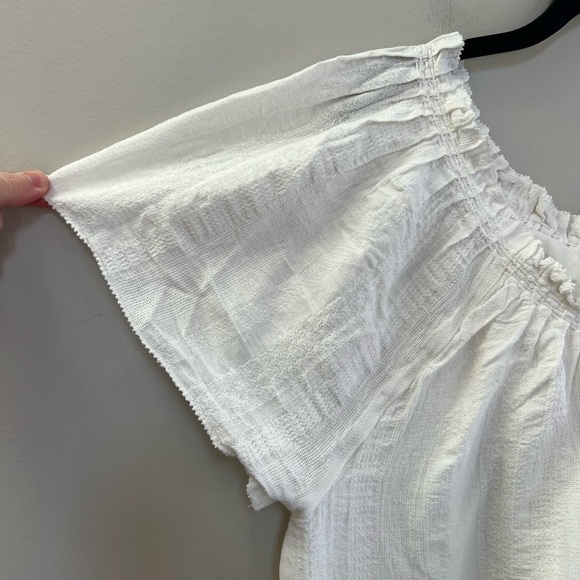 Faherty Annabelle Dress Short Sleeved Cotton Dress Texture Neckline in White, XL - Picture 5 of 12